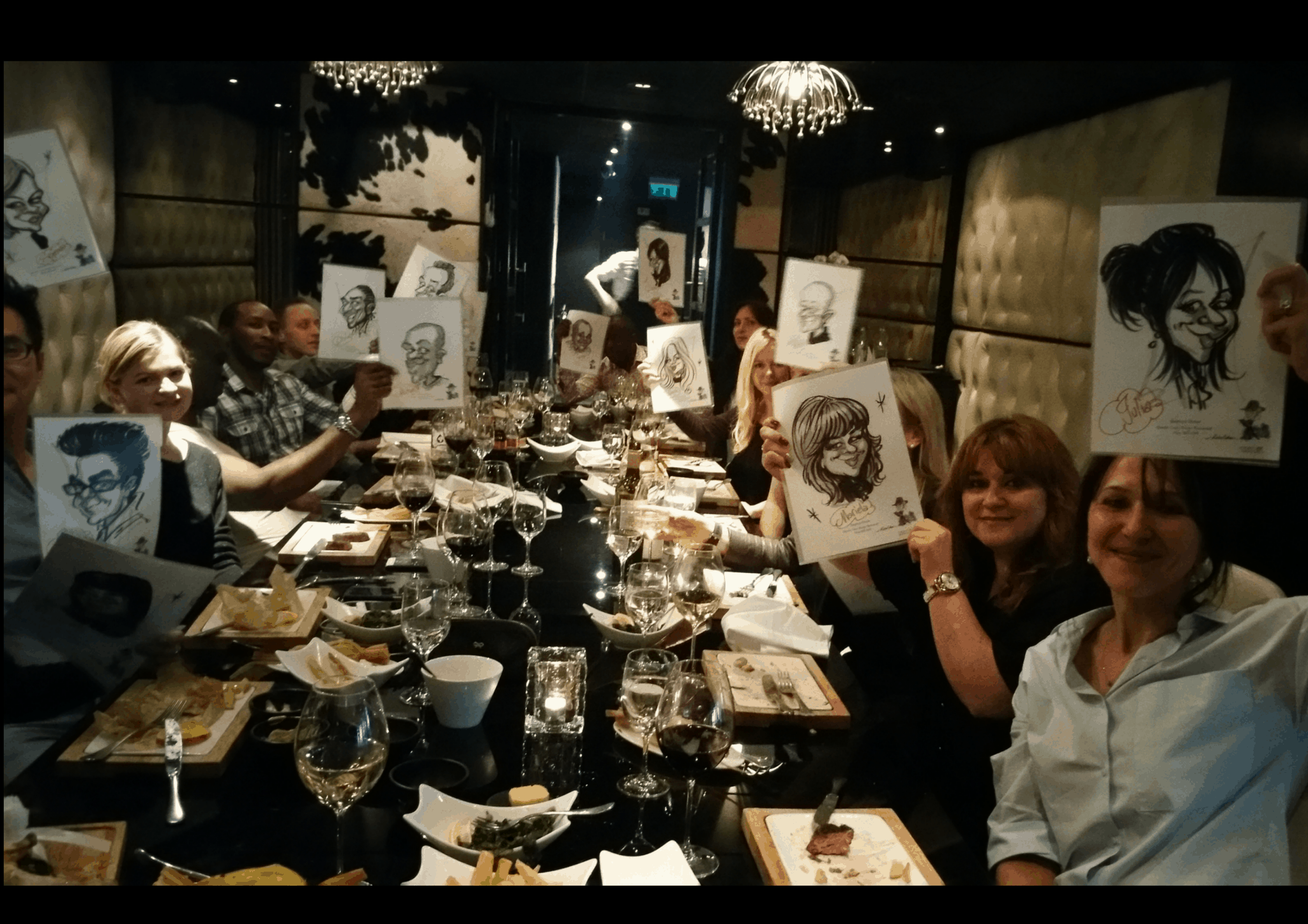 party caricatures by Luisa Calvo